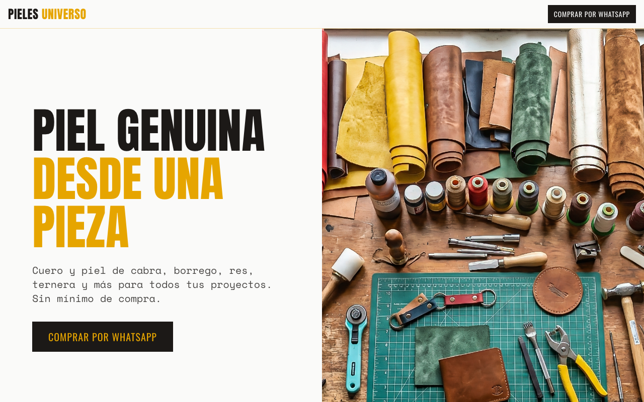 Sitio web de Pieles Universo